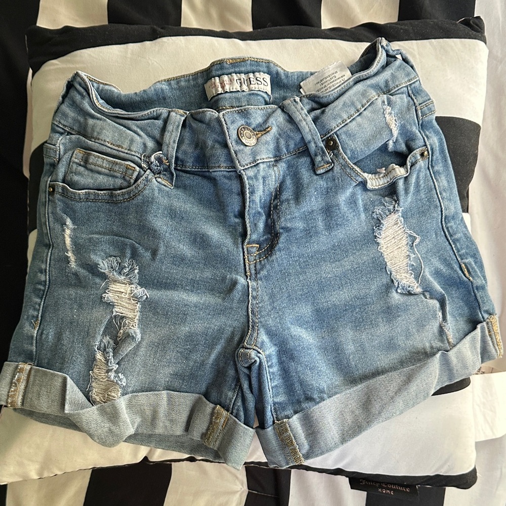 Guess Women's Distressed Blue Jean Shorts